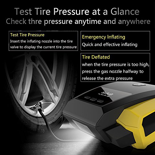Auto Digital Tire Inflator,Portable Air Compressor Pump With Lighting,12V 150 PSI - Thumbnail 3
