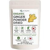 Organic Ginger Powder | Raw & Pure | Gently Dehydrated | No Added Sugar, No Preservatives, No Sulphites, No Maltodextrin | Ca