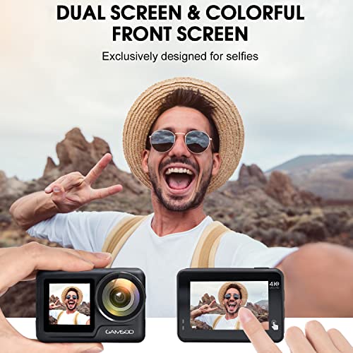 GAMSOD 4K Action Camera 20MP, Waterproof Underwater Cameras with