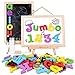 JOYNOTE Magnetic Letters and Numbers Jumbo Thick with Double Sided Wooden Board,Educational Fridge ABC Magnets Alphabet for Kids Learning,Spelling and Drawing (119 Pieces and Storage Bag Included)