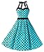 DRESSTELLS?Vintage 1950s Rockabilly Cap-Sleeves Cos Halloween Audrey Dress Retro Cocktail Dress Blue Black Dot M