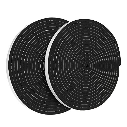 2 Pack Weather Stripping Foam Tape - Weather Seal Weatherstrip Self Adhesive Black Tape - for Windows, Doors, Home Improvement - 17 feet length