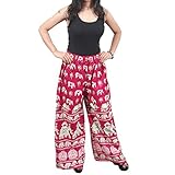 Bohemian Women Pajama Pant Pink Animal Print Wide Leg Palazzo Pants