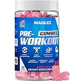 Maglez, Pre Workout Gummies for Men & Women, PreWorkout Gummy with Beta Alanine | Organic Caffeine | Chromium Picolinate | Gluten free, Vegan, increased energy, faster metabolism & recovery (60 gummy)