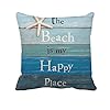The Beach is My Happy Place Throw Pillow Case Cushion Cover Decorative 18" x 18"(Starfish and Rhinestone)