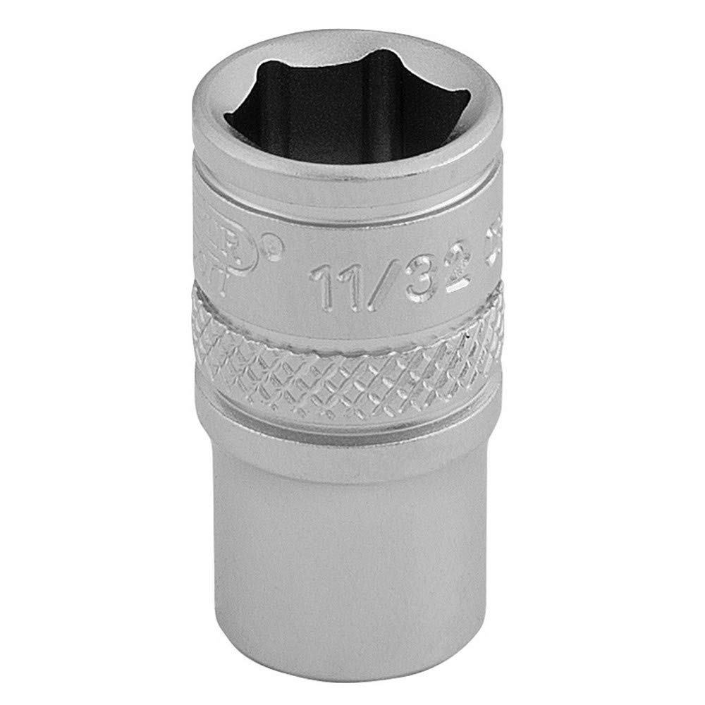 Draper 16523 1/4" Square Drive Micro Satin Chrome Imperial Socket, 11/32" Size — image 1