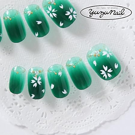 Amazon ゆずネイル ネイルチップ グリーン系 桜 梅 春 シンプル 桜 着物 成人式 振袖 卒業式 袴 B R Cm ゆず ネイル ネイルチップ 通販