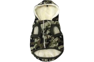 Vecomfy Fleece Lining Extra Warm Dog Hoodie in Winter,Small Dog Jacket Puppy Coats with Hooded,Green Camo XS