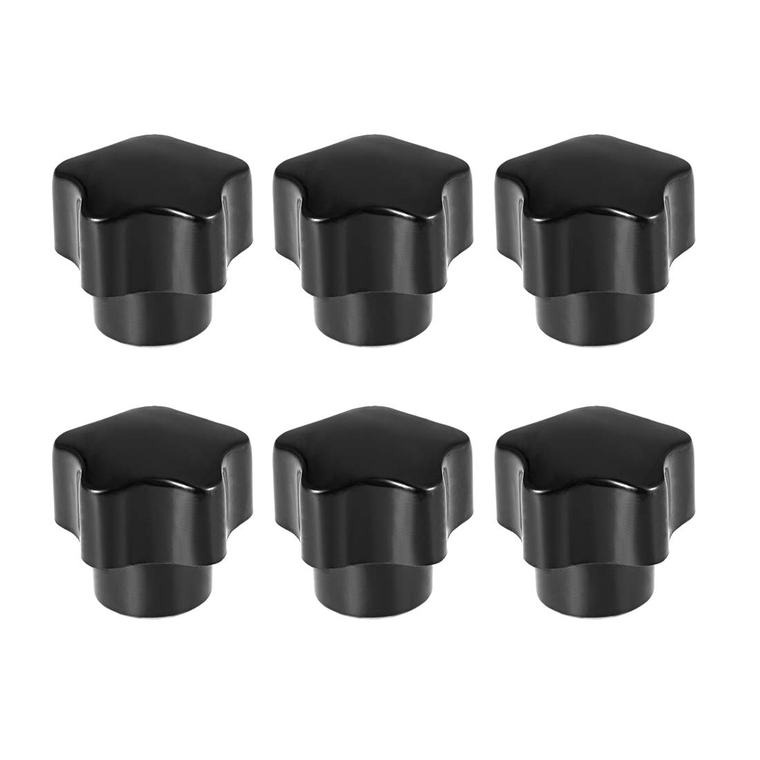 sourcing map Star Knob Grip Handle M5 Diameter Brass Insert Female Thread Set of 6 Black