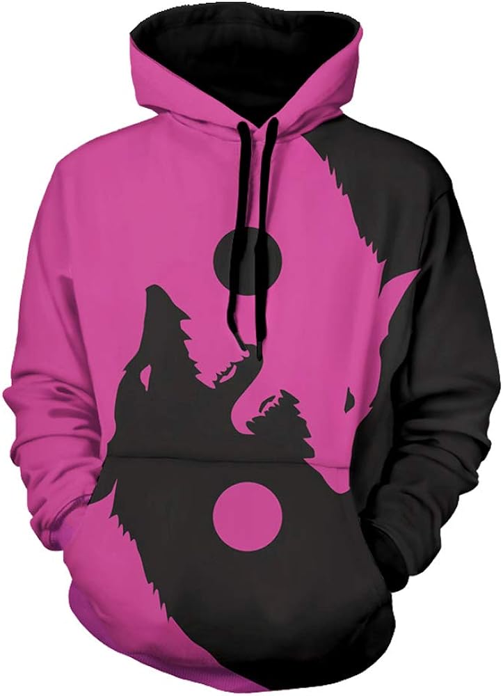 winter men's digital print long sleeve double color wolf sweatshirt