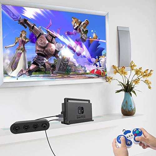 YAEYE Gamecube Controller with Turbo and Vibrate,No Lag/Driver,2 Pack Classic Wired Switch Gamecube Controllers for Nintendo Switch/Wii U/Wii/PC(Black and White)