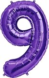 Number 9 - Purple Helium Foil Balloon - 34 inch