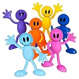 Neliblu Why Worry? Be Happy! Bulk Toys 1 Dozen Smile Face Men Bendables - Smile Face Bendable Figures - Party Favors - Goody Bag Stuffers - Pinata Fillers
