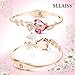 Sllaiss Rose Gold Plated Pink Crystal Cuff Bangle Bracelets for Women Birthday Jewelry Gift for Her Made with Swarovski Crystals