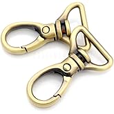 CRAFTMEMORE 2pcs Oval Snap Hooks Heavy Duty Metal Push Gate Swivel Lobster Clasp Keychain Clip Purse Making Accessories SC09 (3/4 Inch, Brushed Brass)