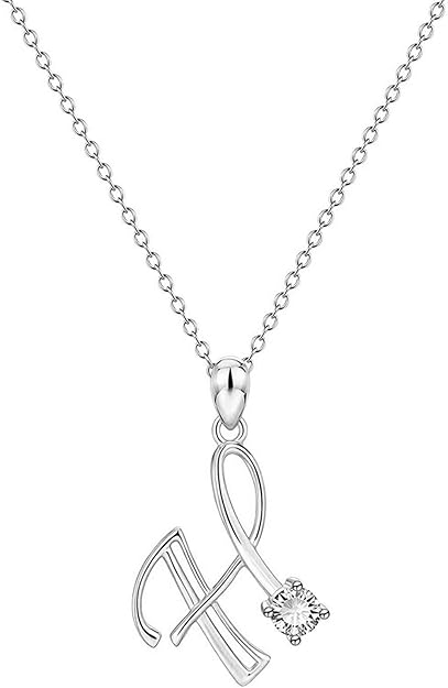 Amazon 女性 26イングリッシュ レター チェーンネックレス ダイヤモンド付き 銀a Z ラッキー ペンダント ネックレス チェーン H ジュエリー 通販