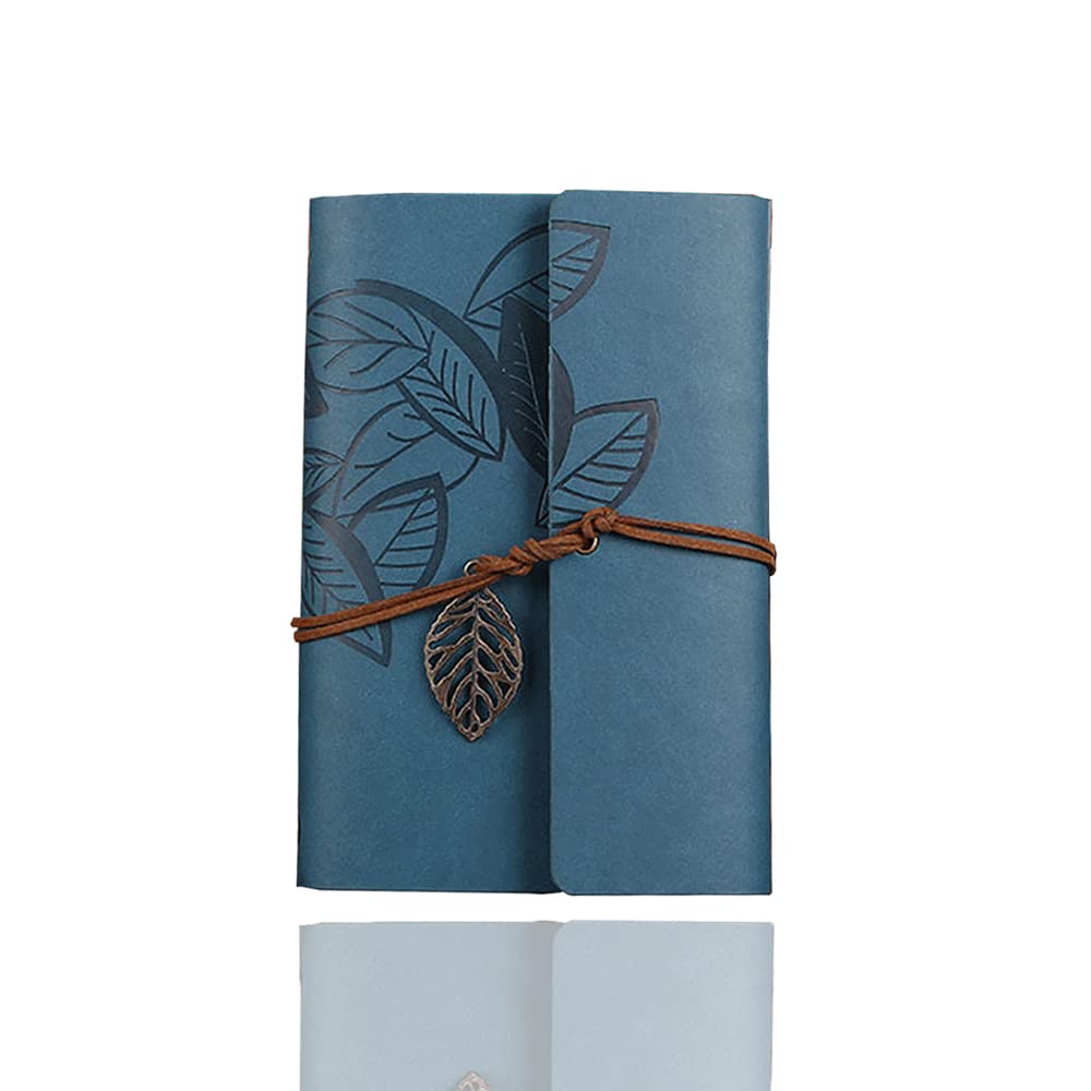 TopHomer Vintage Refillable Notebook with Classic Embossed Loose Leaf Writing Books with Retro Pendants Travel Journal Diary(1Pcs-Dark Blue)