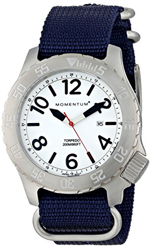 Momentum Men's 'Torpedo' Quartz Stainless Steel and Nylon Diving Watch, Color:Blue (Model: 1M-DV74L7U)