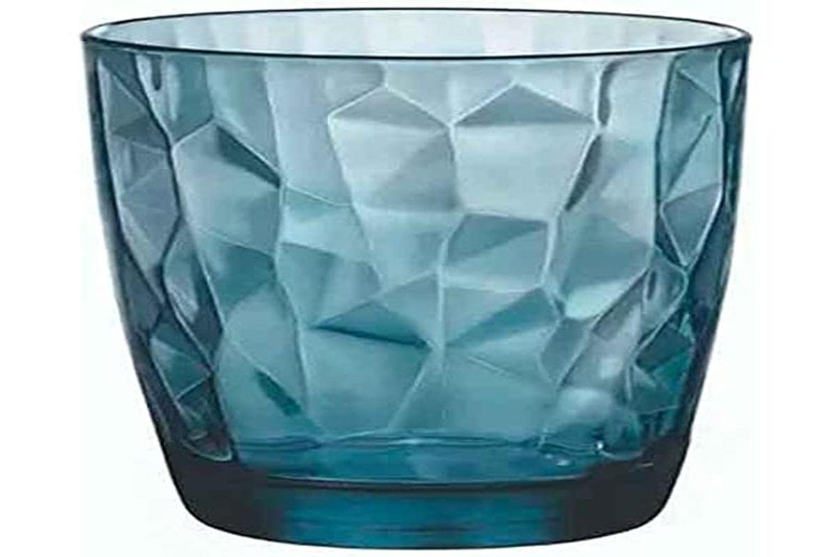 Bormioli Rocco Diamond Ocean Blue Whisky tumbler 390ml, blue, 6 Glasses