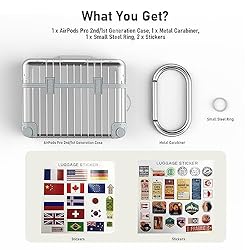 AirPods Pro 2 Case Cover, KOREDA Funny Suitcase