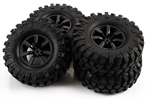 Yiguo RC1:10 Off-Road Rock Climbing RC Car 12mm 7 Spoke Wheel Rims and Diameter 108mm Tires Black set of 4