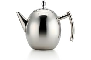 One-Pine Stainless Steel Teapot Set with Infuser Filter and Lid, Large Capacity 1.5 L/51 oz Diffuser Pot for Loose Tea, Green