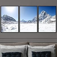 3 Piece Framed Canvas Wall Art Snow Mountain Landscape Canvas Prints Home Artwork Decoration for Living Room,Bedroom - 16