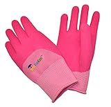 G & F 2040-2P JustForKids Premium MicroFoam Texture Coated Kids Garden Gloves, Kids Work Gloves, Pink, 1 Pair