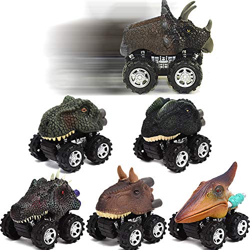 Angusiasm Dinosaur Toys Pull Back Dinosaur Cars 6 Pack Mini Dino Cars with Big Tire Car Toys for 2-9 Year Old Boys Girls Great Toys Gift Dinosaur Party Favors for Kids