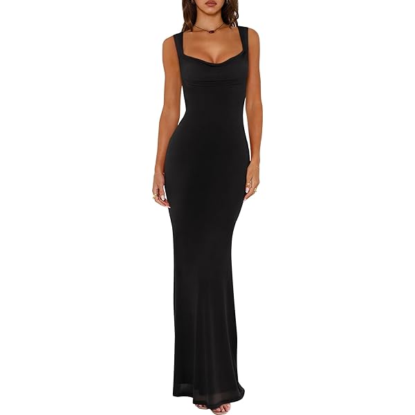 Amazon.com: Black Dresses for Womens 2026 Summer Sexy Bodycon Maxi Cap  Sleeve Tight Lounge Fitted Evening Party Wedding Guest Long Formal Y2K Dress  XS : Clothing, Shoes & Jewelry