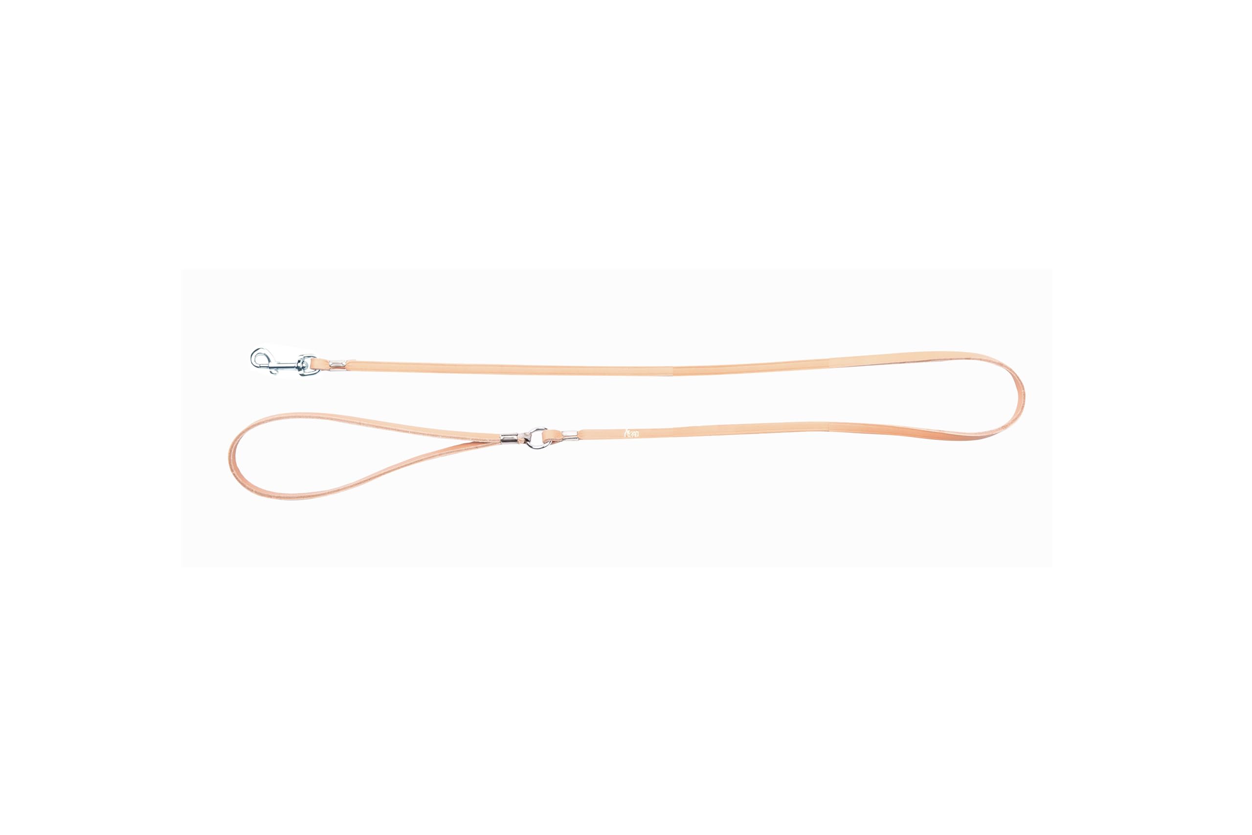 DINGO Classic Genuine Leather Dog Leash, Handmade, Strong, Riveted, 125 cm long for Dog Walks, Natural Colour of Leather, Thin 0.06 cm (10001)