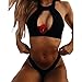 Womens Choker Neck Halter Cutout Bikini Set Swimsuit 2Pcs Bathing Suit (Black, S)