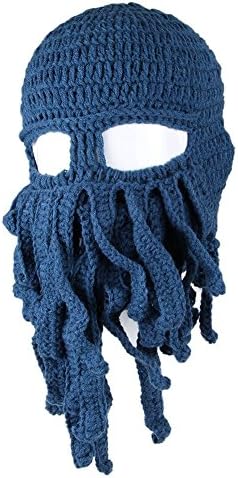 Octopus Unisex Fun Barbarian Knit Beanie Hat Tentacle Cthulhu Knit Cap Wind Ski Mask (Darkblue)