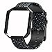 Henoda Compatible with Fitbit Blaze Bands Leather Small Large Strap Smart Fitness Watch Band Women Men (A Stone Black Band and Black Frame, Large)