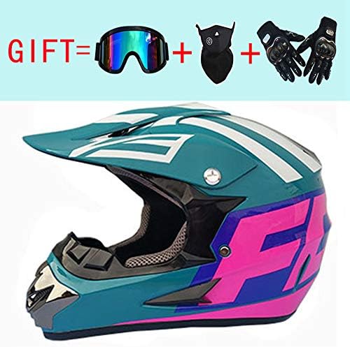 EIEI Dual Sports SUV Helmet Adult MX Off-road Motorcycle Am Mountain Bike Full Face Helmet (Glove Goggles Mask 4-piece Set)
