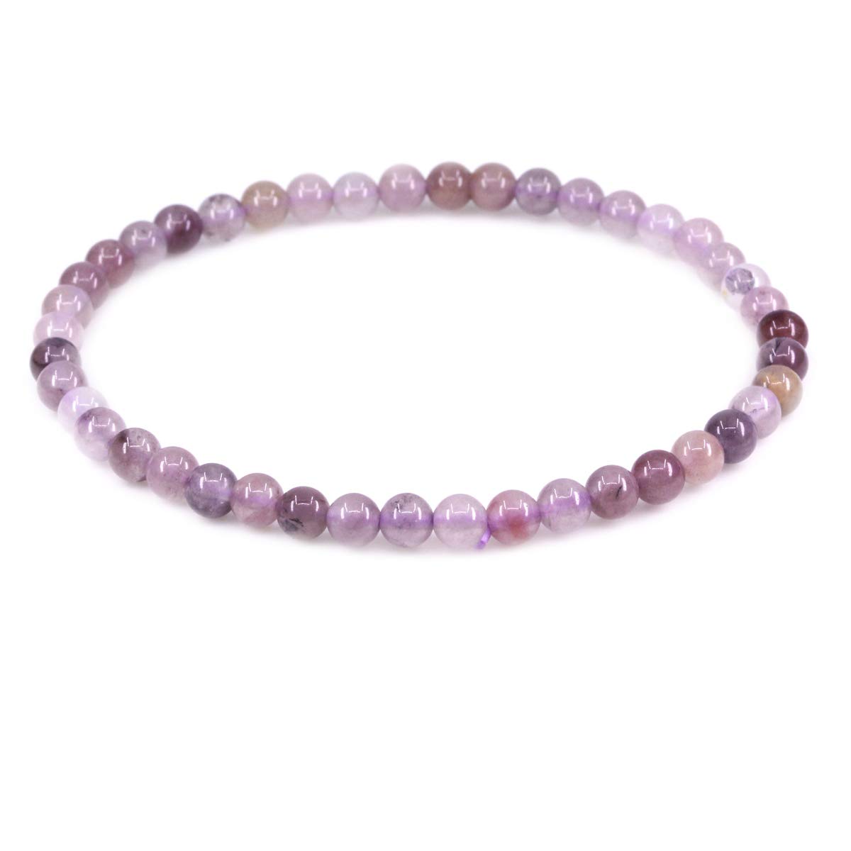 CHENYUE Natural Purple Cherry Quartzite 4mm Round Beads Stretch Bracelet 7" Unisex