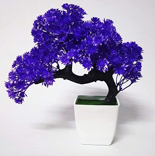 Hyperboles Wild Artificial Plant & Pot with 3 Exotic Birds (12 x 18, Plastic, Purple)