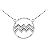 LA BLINGZ Sterling Silver Aquarius Zodiac Sign Necklace