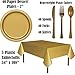 Disposable Party Supplies, Serves 40 - Light Pink and Gold - Large and Small Paper Plates, 12 oz Plastic Cups, Heavyweight Cutlery, Napkins, and Tablecloths. Full Two-Tone Tableware Set