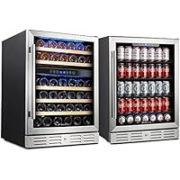 Kalamera 24" Wine Cooler Refrigerator - Beverage Cooler - 46 Bottle Dual Zone & 154 Cans Beverage Cooler Built-in or…