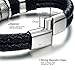 FIBO STEEL Stainless Steel Braided Leather Bracelet for Men Cuff Bracelet 7.5 inches Black