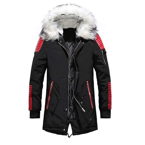 LUCKDE Parka Herren, Übergangsjacke mit Kapuze Wintermantel Warm Gefüttert Outdoorjacke Wasserdicht Leichte Windjacke Lang Sc