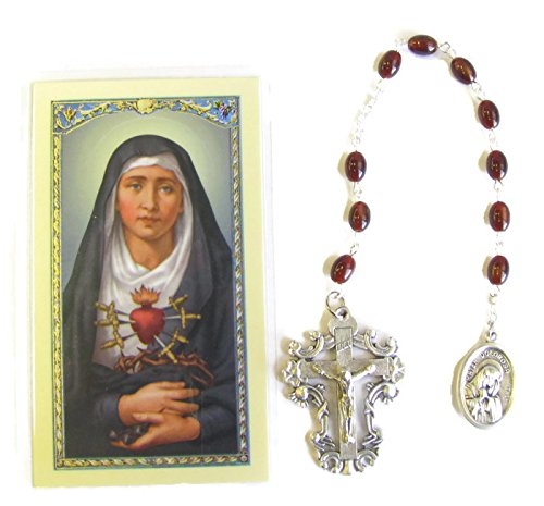 Seven Sorrows or Seven Dolors Rosary Chaplet Blessed By Pope Francis Free Laminated Prayer Card