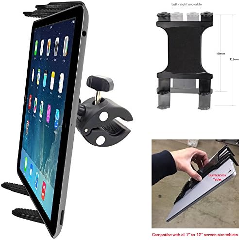 ChargerCity XT Boat Helm Pole Bar Spin Bike Tablet Mount w/Universal Tablet Holder for iPad Pro, iPad Air, iPad Mini, Galaxy Tab S, Surface Pro Book & All Other 7″-12″ Screen Tablets