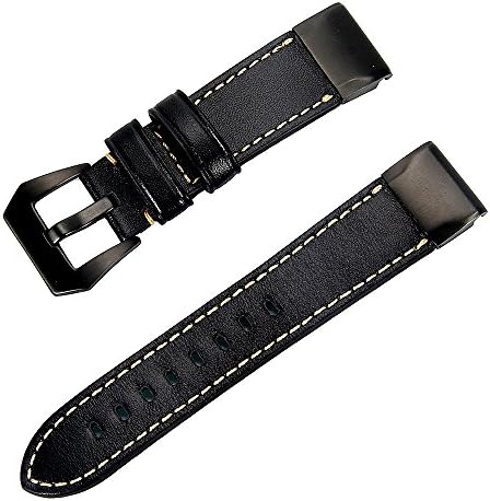 Feicuan Fenix 5 / Fenix 6 Strap, Quick Release 22mm Genuine Leather Watch Band for Garmin Fenix 5 Fenix 6 Pro Forerunner 935 Approach S60 Replacement Belt (Black)
