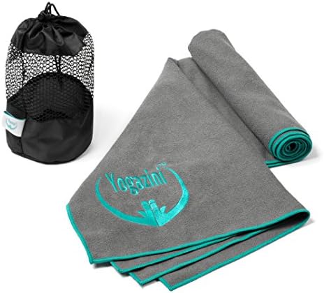 Hot Yoga Towel Plus Mesh Bag By Yogazini - Non Slip, Skidless, 100% Microfiber, Light, Quick Dry - No Slipping as Bikram Yoga Towel - Super Absorbent, Machine Washable - designed for better Grip