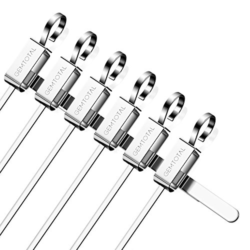 Barbecue Skewers Stainless Steel Brazilian BBQ Kabob Kebob Shish Sticks, Anti-scald Grill Tool,14.7 Inch,Set Of 6