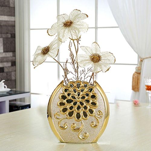 Xoyoyo Gold Vase Ornamente Dekoration Wohnungseinrichtung Wohnzimmer Tv Cabinet Cabinet Keramik Hochzeit Geschenk Werbegeschenke Galvanisieren Jinsha S Calliopsis Amazon De Kuche Haushalt