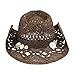Brown Boho Hip Cowgirl Hat, Lace-Look Straw w/ Raffia Band - Shapeable Brim