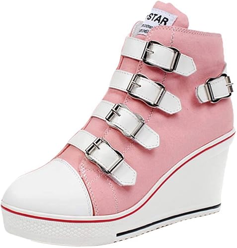Amazon Mingma 厚底スニーカー ハイカット ハイヒール レディース High Top シューズ ダンス スニーカー インヒールスニーカー ヒール 8cm スニーカー 厚底 歩きやすい 脱ぎやすい 痛くない スニーカー